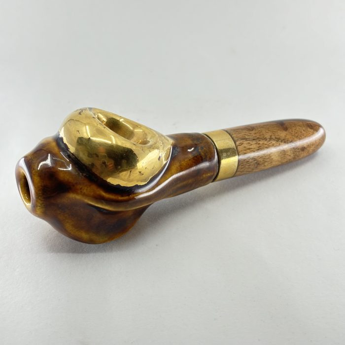 22 Karat Gold Glazed Bowl w/Iron Celedon - Image 2