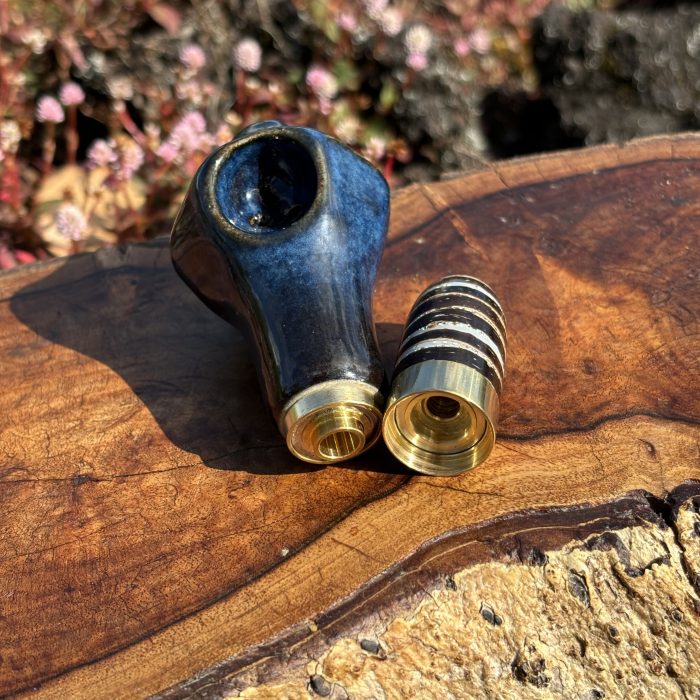 Cobalt Gemstone With Coconut Shell and Resin Mouthpiece - Image 2
